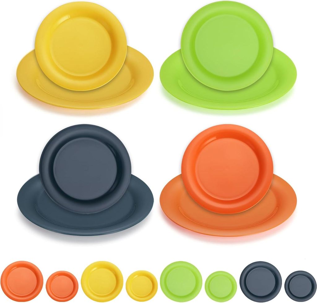 Evanda Kunststoff Teller Set 8er, Speiseteller 2 Größe 26/19cm Unzerbrechliches wiederverwendbares Geschirr für alle Zwecke und jedes Alter, mik...
