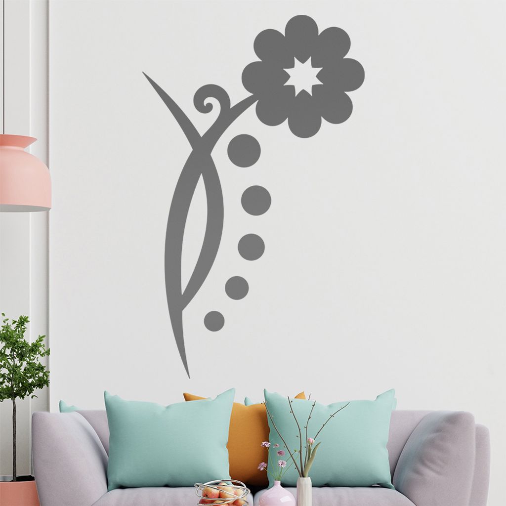 Blume - Linien Punkte Wandtattoo in 6 Größen - Wandaufkleber Wall Sticker - Dekoration, Küche, Wohnzimmer, Schlafzimmer, Badezimmer