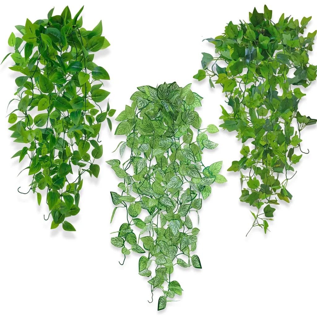 Lot de 3 lianes de lierre artificiel 100 cm feuillage vert réaliste