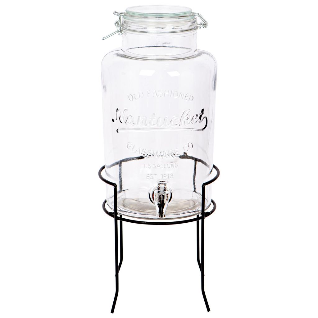 1x Schwarzer Ständer 6.5L Getränkespender aus Glas mit Tap - Groß Küche Party Wasser Saft Punsch Trinken Kühlschrank Container Krug Flasche Gl...