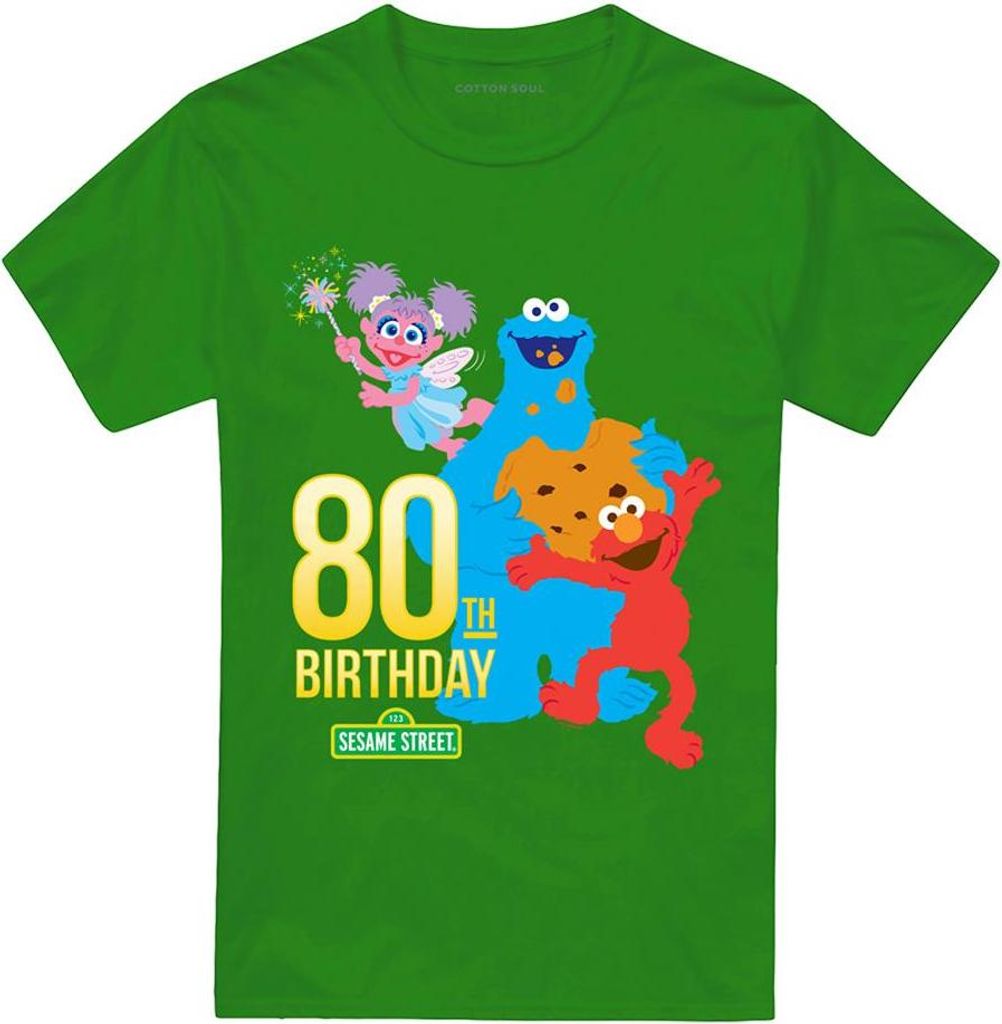 Sesame Street - "Birthday" T-Shirt für Herren/Damen Uni, 80. TV21801 (XXL) (Irisches Grün)