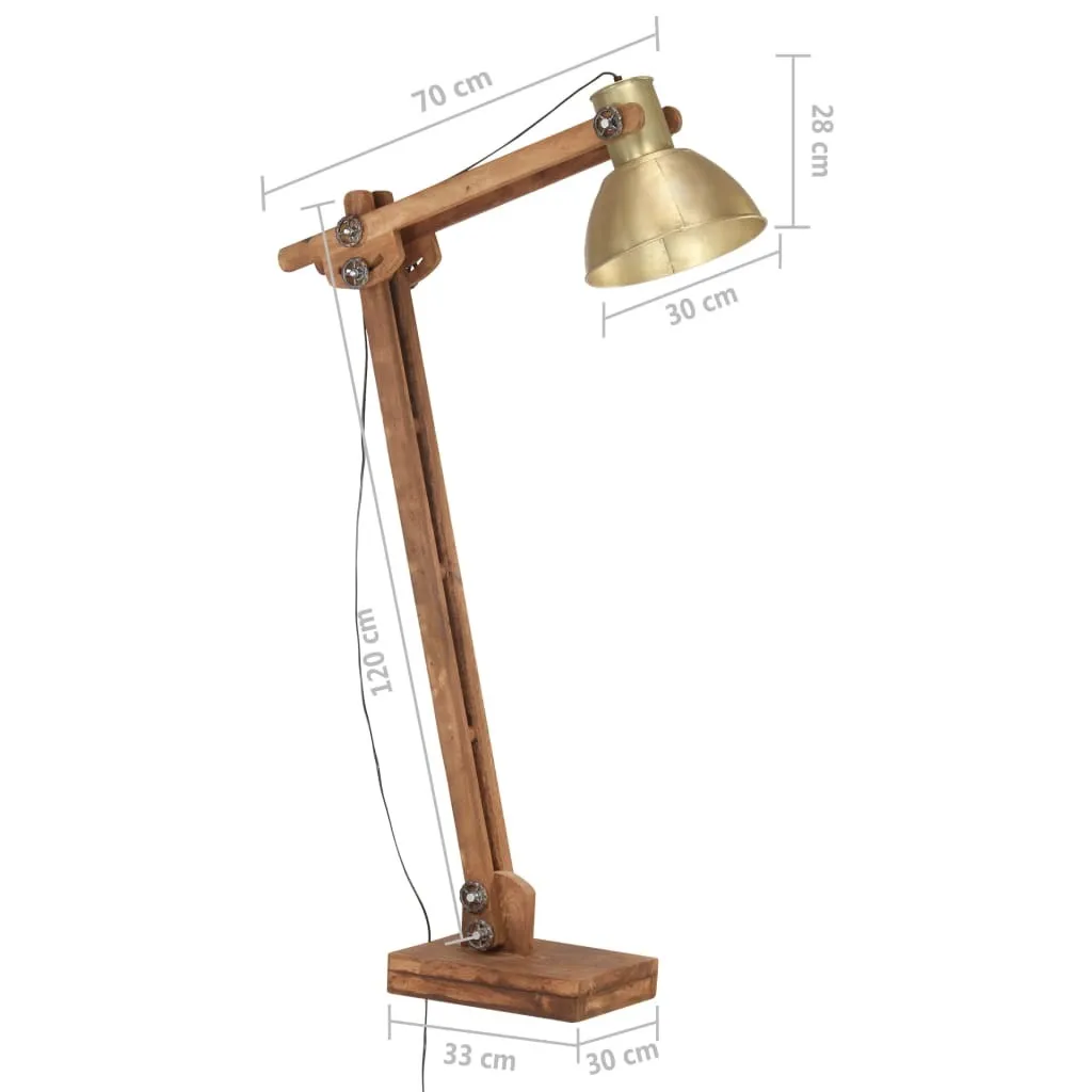 vidaXL Lampada da terra ottone mango legno massiccio E27 - 10