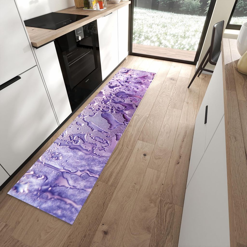 Küchenteppich 60x240cm rutschfest & abwischbar PVC Läufer - Rauchige Tropfen