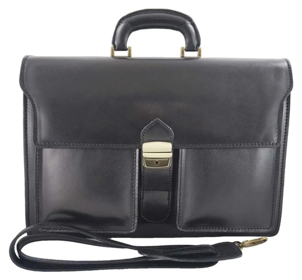 Sac de sport 6001 Barberini's en cuir noir avec bandoulière ajustable