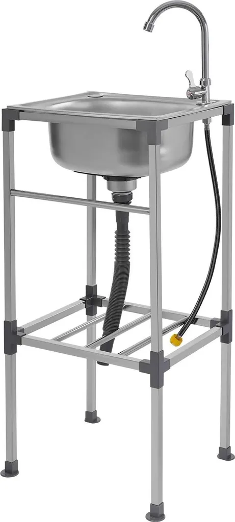 Lavandino Inox Vasca Singola con Scarico Rapido e Rubinetto Incluso