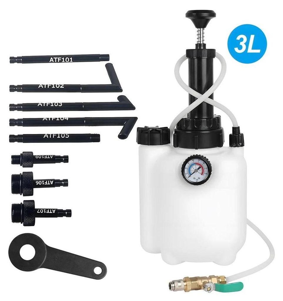 KFZ Flüssigkeitsbefüller - 3 L Handpumpe - Getriebeöl Nachfüllset - Druck 0–85 PSI/0–6 bar - Für Fahrzeugflüssigkeiten - Schlauch und Ven...