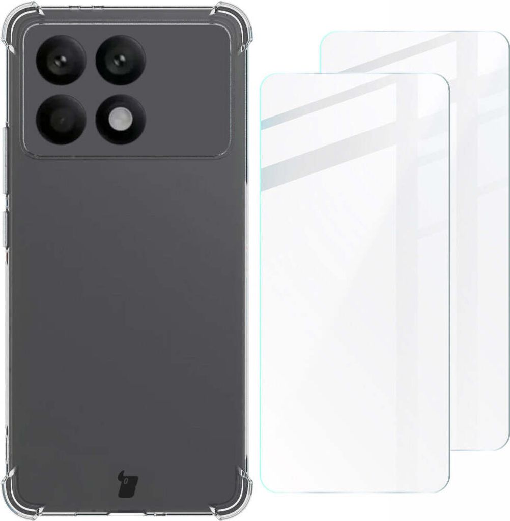 Bizon Case Clear Pack Hülle + 2x Glasfolie Xiaomi Poco F6 Pro klar