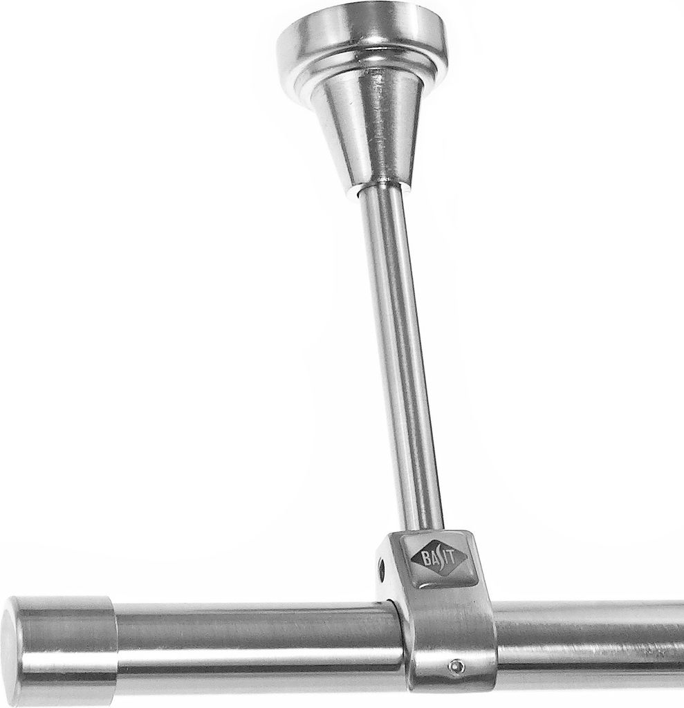 Gardinenstange mit Deckenhalterung I Metall Edelstahl Look 1-läufig Ø20mm D51 R
