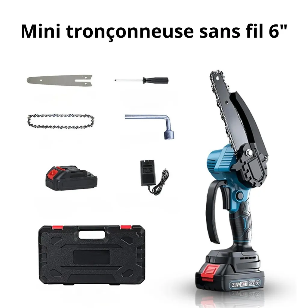 Mini Tronçonneuse Sans Fil 6 Pouces 21V avec Lubrification Automatique