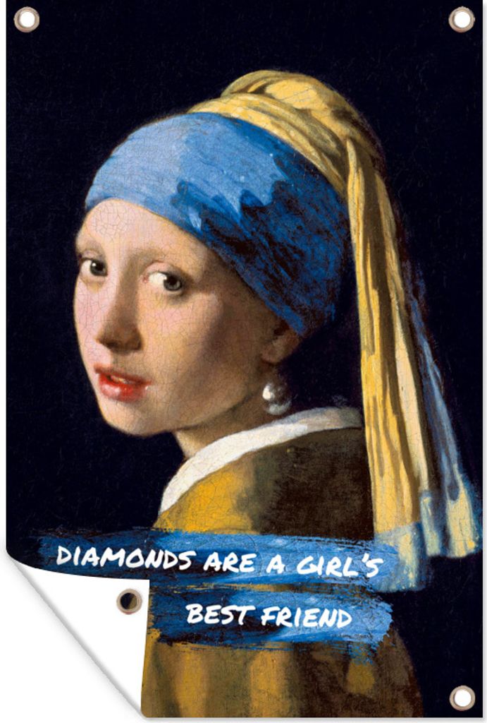 MuchoWow 60x90 cm Outdoor-Poster Gartendeko Sichtschutz Garten Poster für den Garten Vermeer - Das Mädchen mit dem Perlenohrring - Zitat