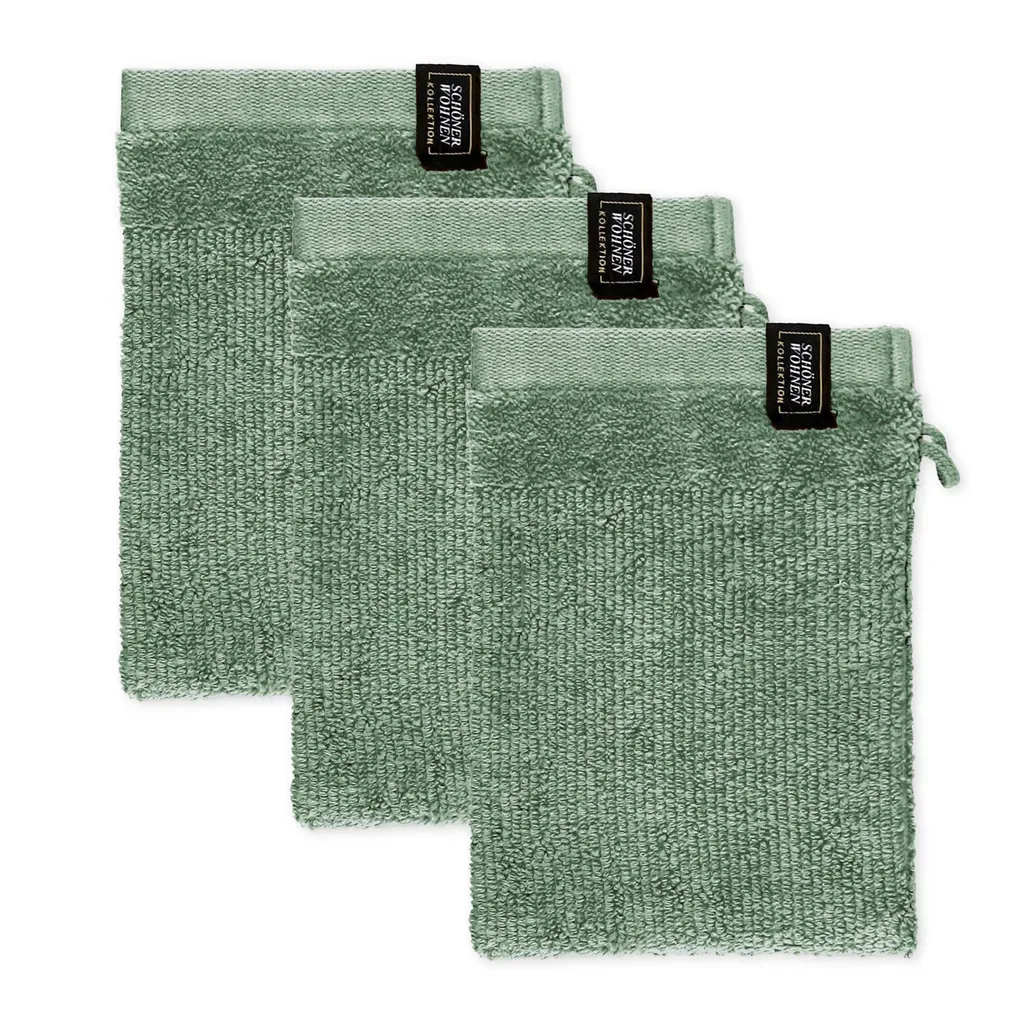 Collezione SCHÖNER WOHNEN: guanto di lavaggio SENSE verde 16 x 21 cm