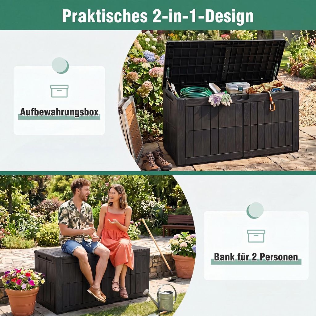 KOMFOTTEU 380 L wetterfeste Auflagenbox, abschließbare