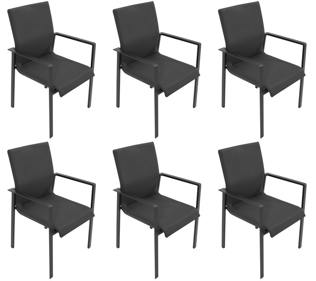 DEGAMO Stapelsessel ALMADA, Aluminium anthrazit + Kunstgewebe grau, 6 Stück