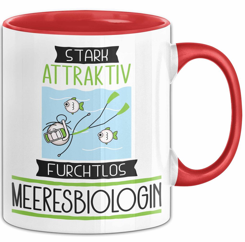 Meeresbiologin Tasse Geschenk Becher Stark Attraktiv Furchtlos Meeresbiologin Lustige Geschenkidee (Rot)