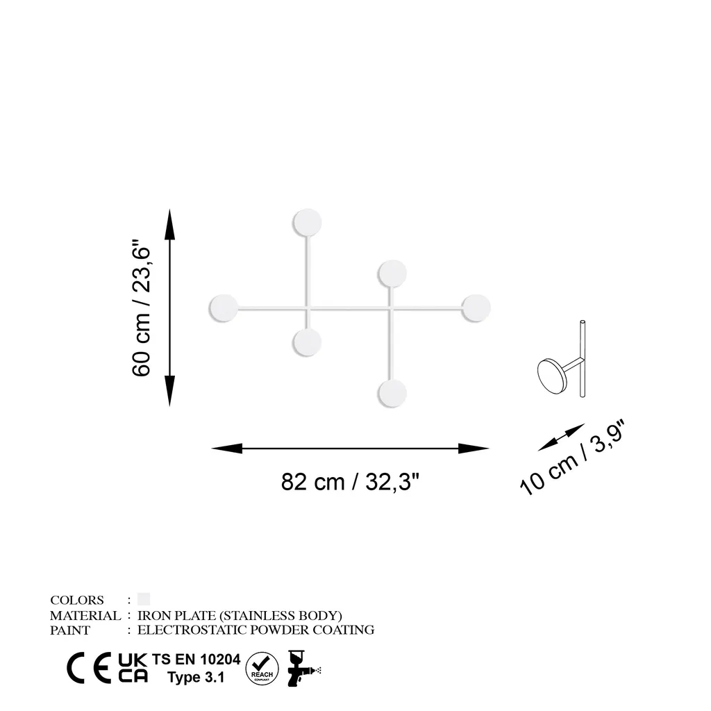 Support Mural 100% Métal Blanc Wallity Dama-B - Structure XXL 82x60 cm
