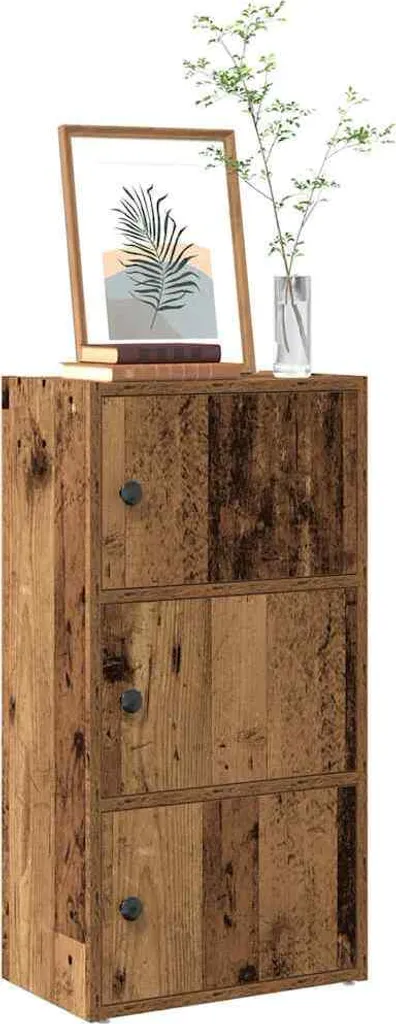 Scaffale In Legno Massiccio Di Mango Riciclato – 45x45x35 Cm, Shabby Chic, Multicolore, Fatto A Mano, Unico
