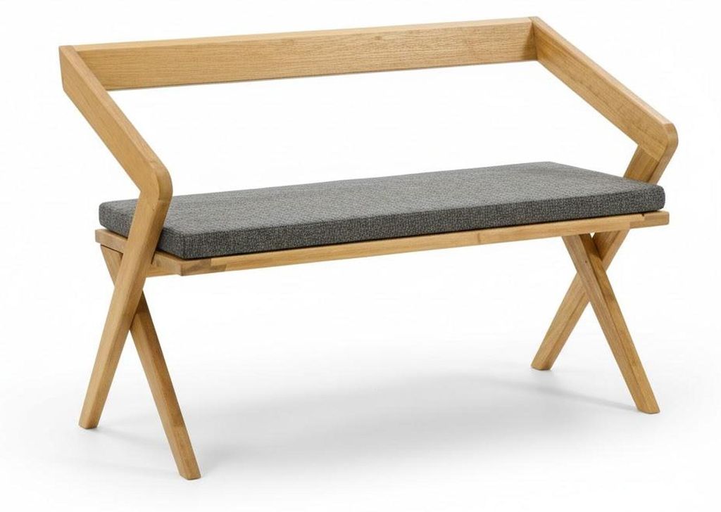 Gartenbank Moderner Stil Graue Farbe Holzrahmen Bequem Langlebig