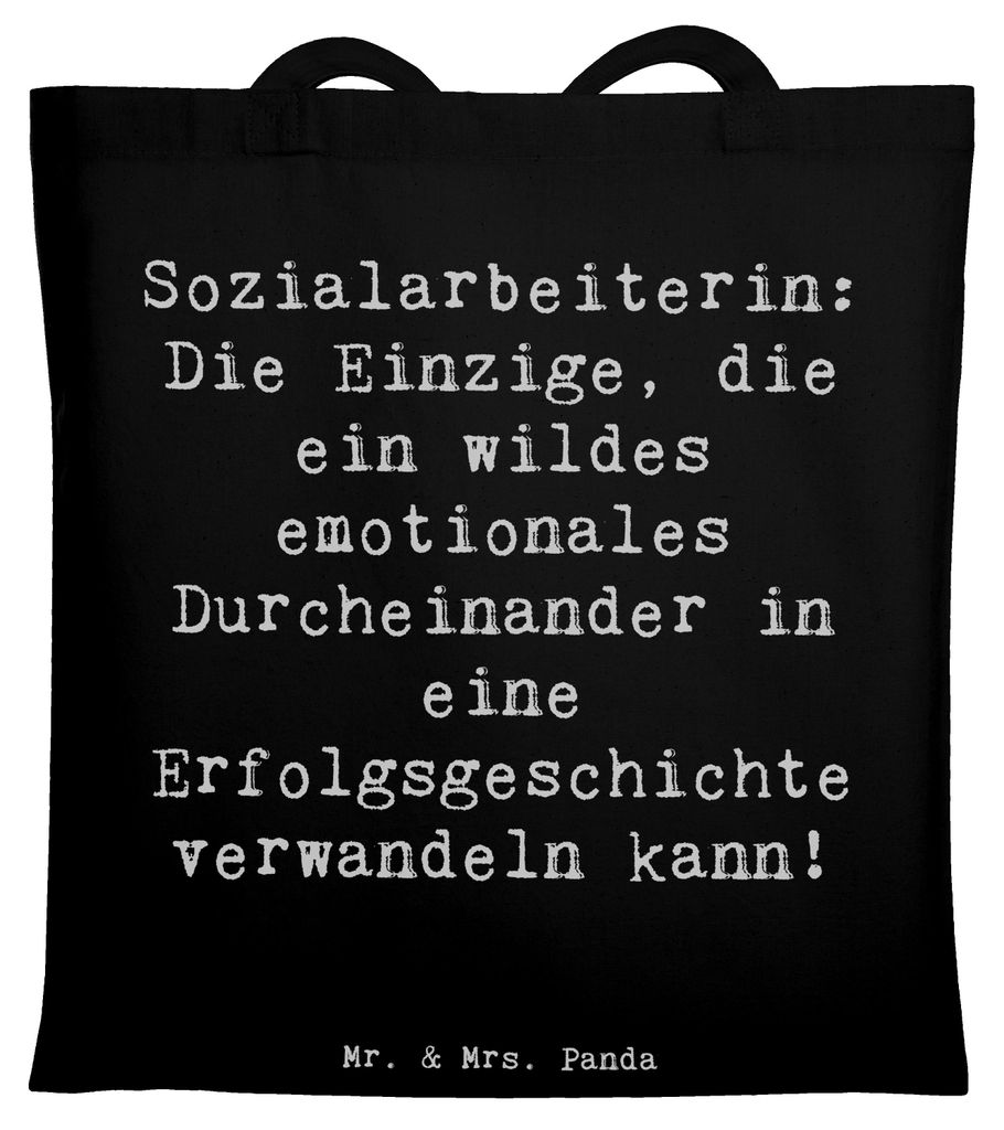Mr. & Mrs. Panda Tote Bag Spruch Sozialarbeiterin Erfolg - Schwarz - Geschenk, Uni Tasche, Berufsalltag, Berufsleben, Jutebeutel, Shopping, Experti...