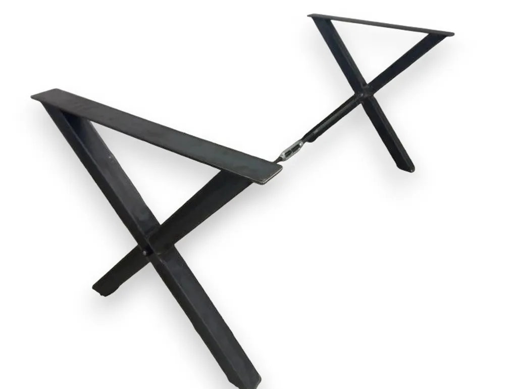 Piétement de table en X acier 6x6cm tige Rohe style loft industriel