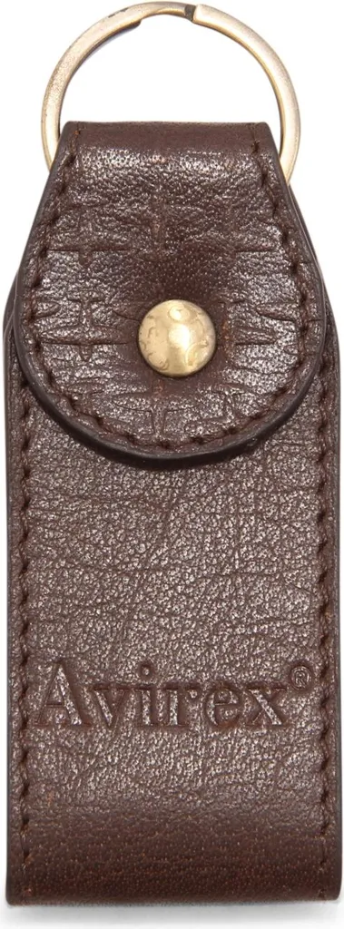 Porte-clés pour homme en cuir véritable marron Avirex Man Keyring