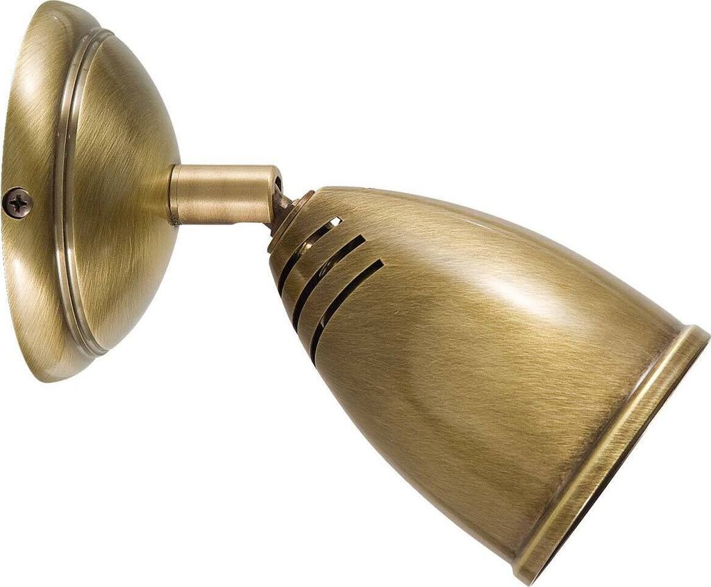 Spot Lampe Wand Echt-Messing E27 verstellbar in Bronze hell glänzend rund Rustikal Wandlampe