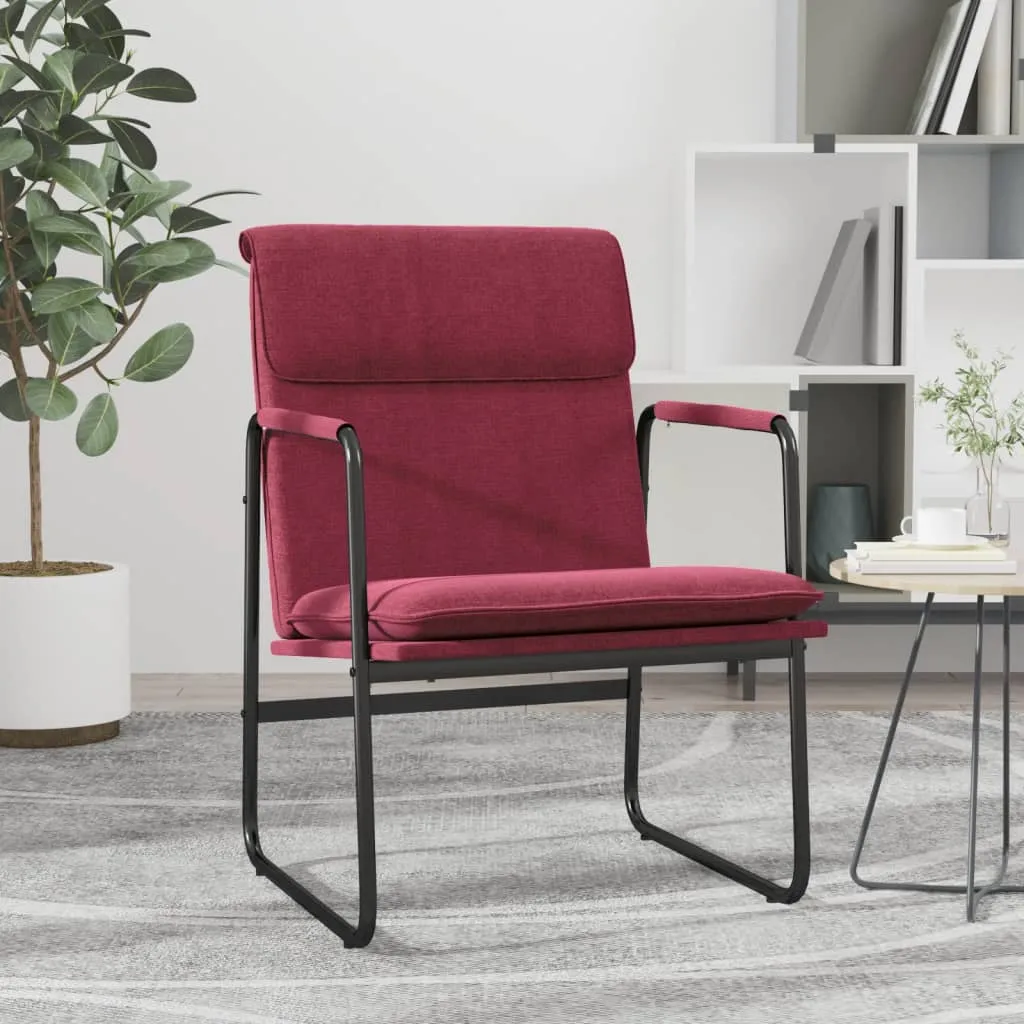 Poltrona Design Rosso Vino Tessuto | Sedia Lounge 55x64x80 The Living Store