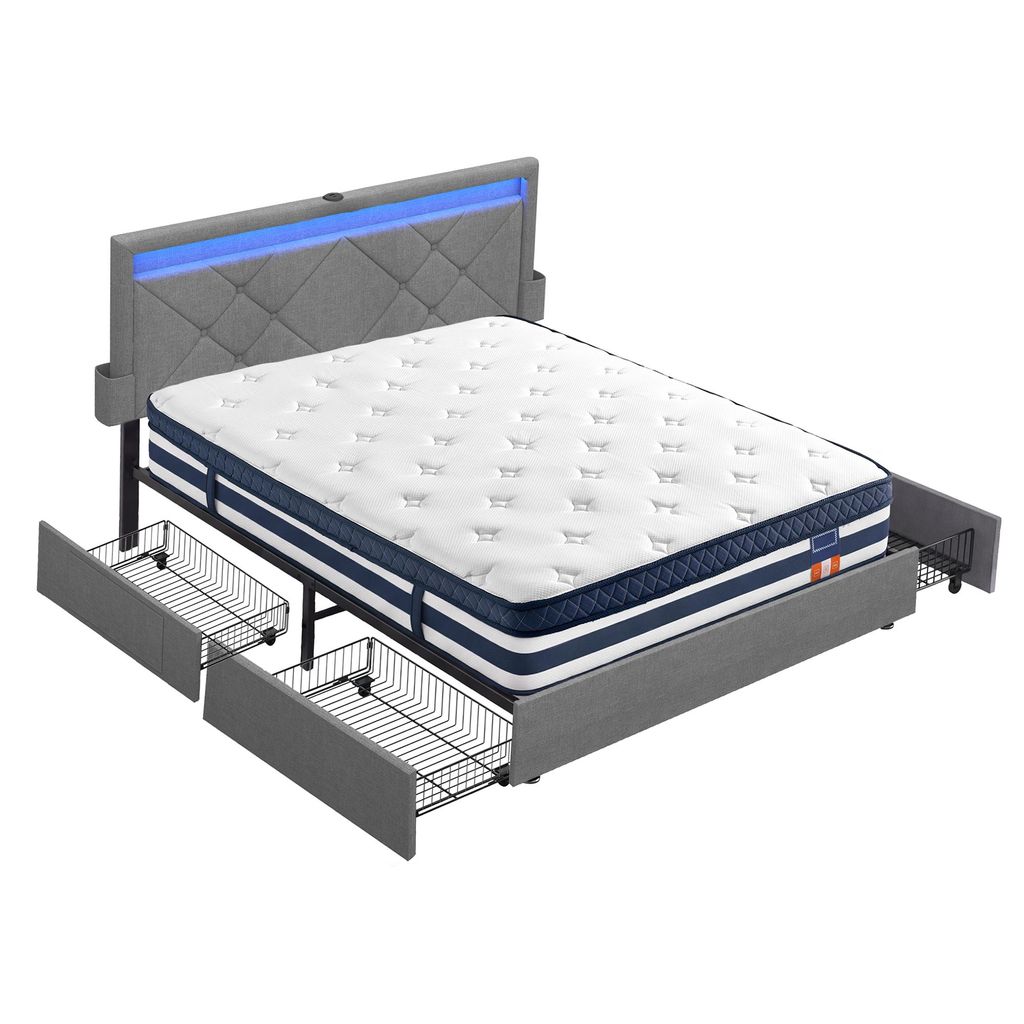 VASAGLE Polsterbett mit LED und 7-Zonen Produktbild 