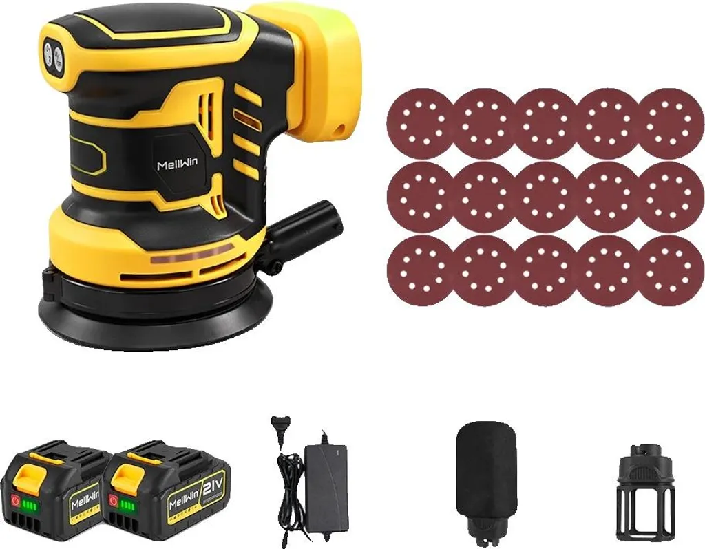 Levigatrice orbitale elettrica, velocità regolabile, design leggero, set di 2 batterie