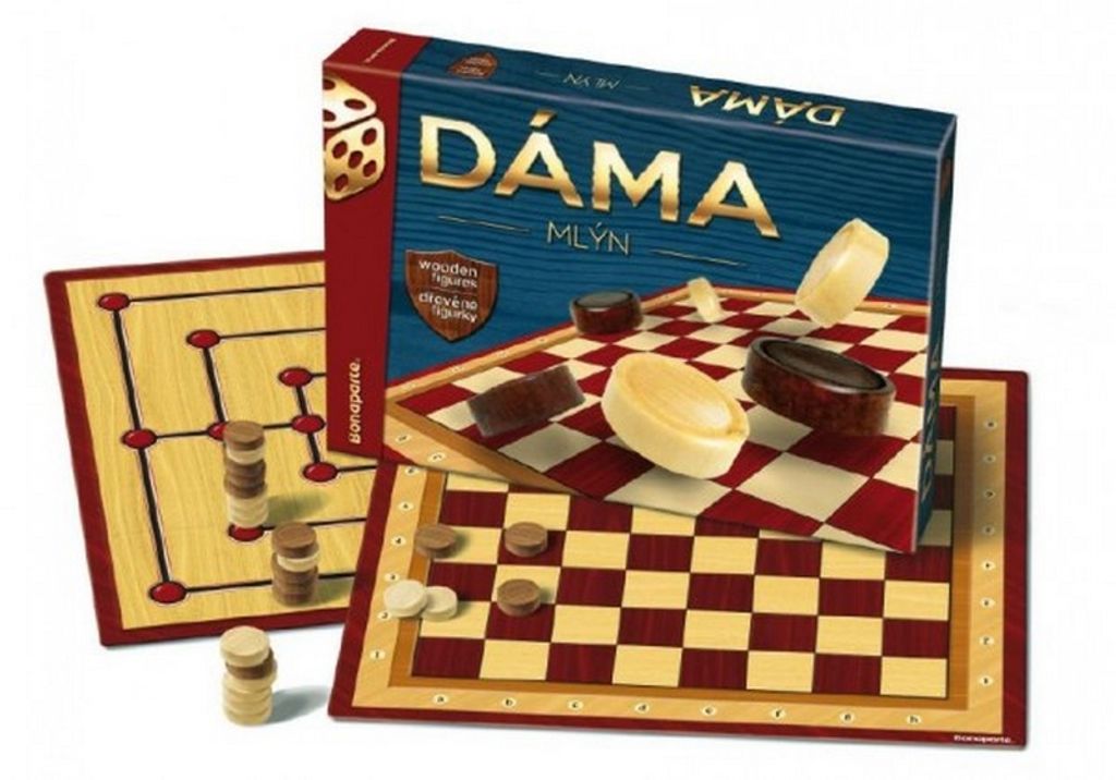 Dáma + mlýn společenská hra v krabici