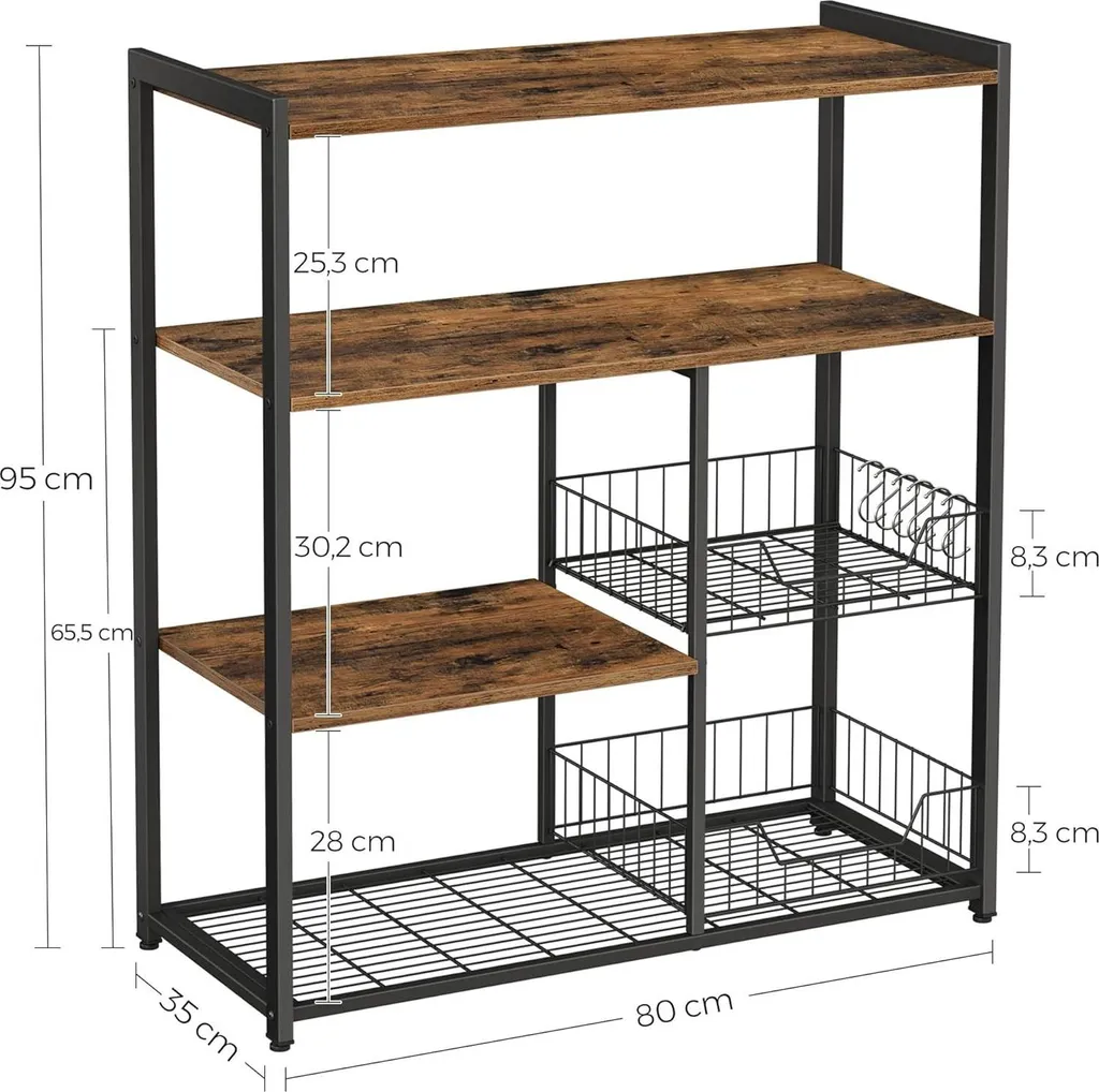 Meuble Rangement Cuisine KKS96X : Structure Métal et Finition Bois - 4