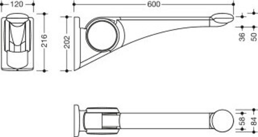 HEWI 802.50.41160 GU Stützklappgriff Premium,600 mm Produktbild 