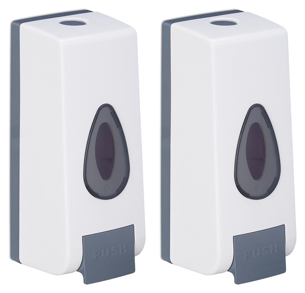 Relaxdays Zeepdispenser voor aan de muur, set van 2, Productafbeelding 