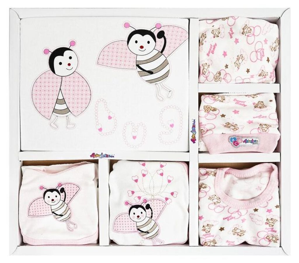 Biene Baby Erstausstattungspaket 10-teilig aus 100% Baumwolle - Neugeborenen Set Rosa