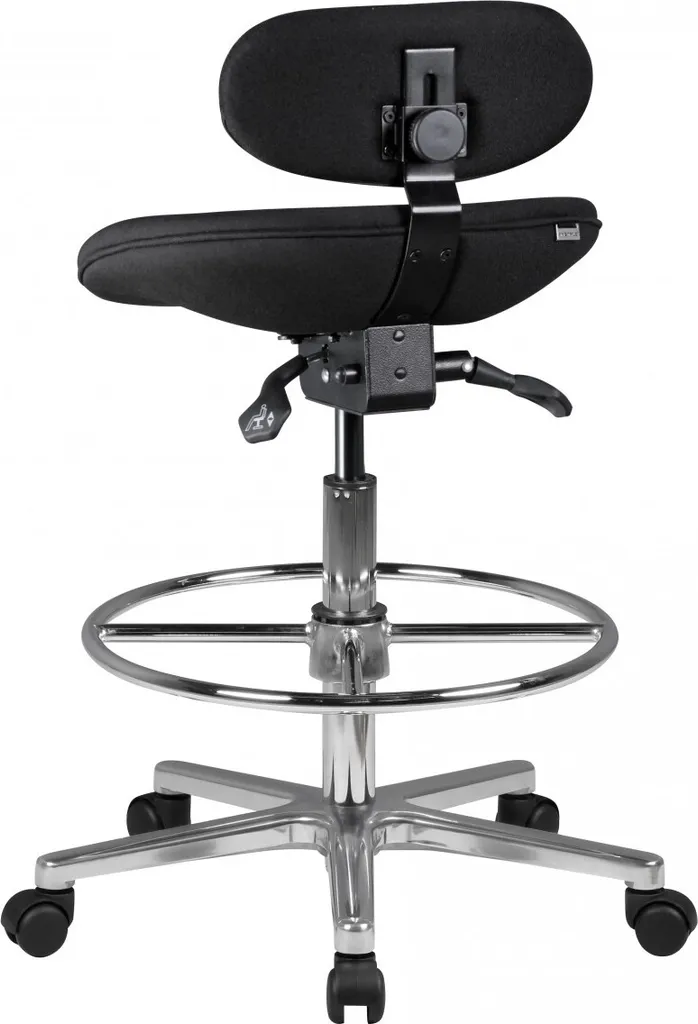 Tabouret pivotant ergonomique Amstyle avec dossier réglable noir