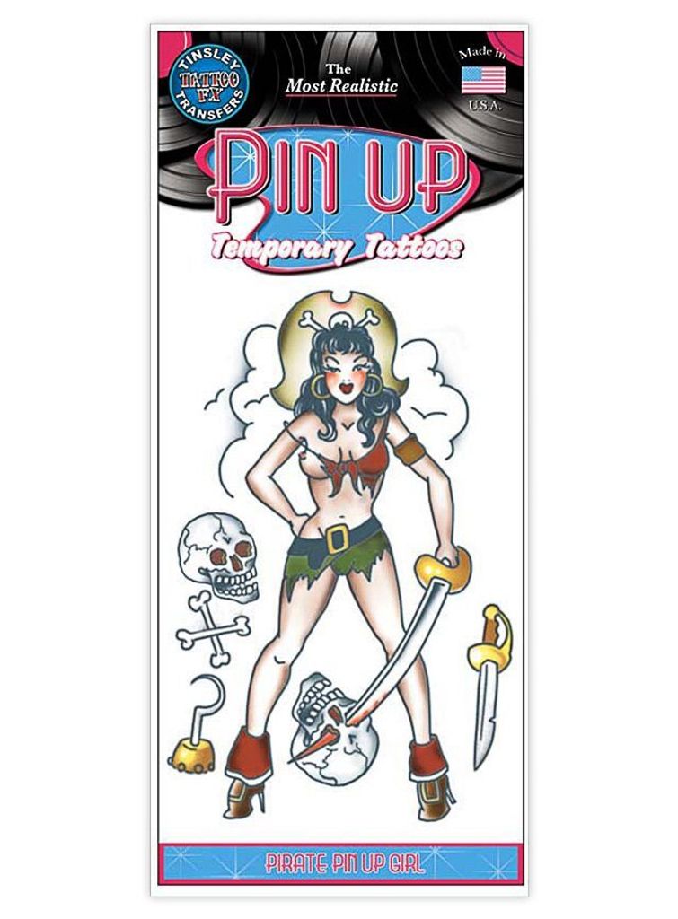 Piratin Pin Up Klebe-Tattoo - Fasching Halloween Karneval