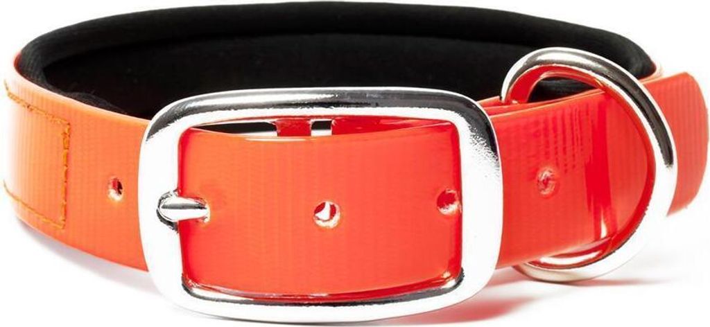 Mystique Biothane Halsband Deluxe Neopren 25mm gold neon orange 40-48cm