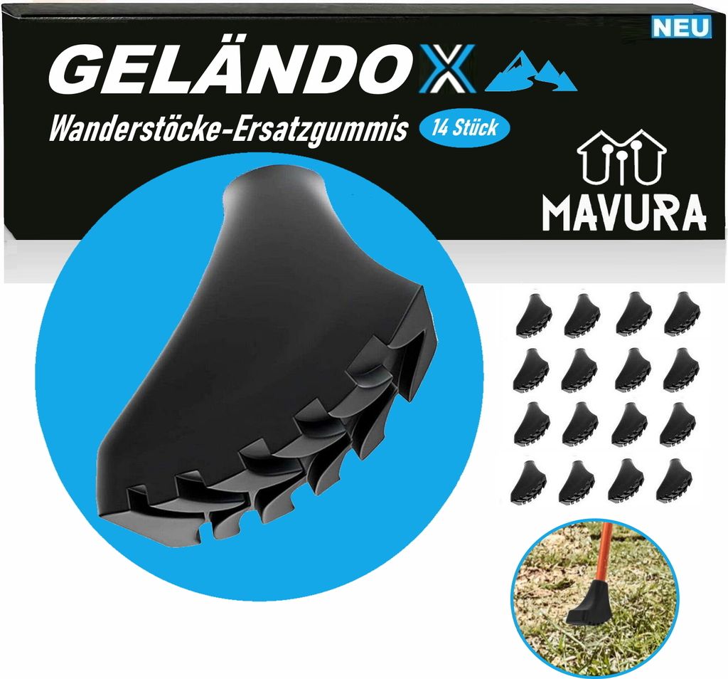 GELÄNDOX Wanderstöcke Pads Gelände Aufsatz Nordic Walking Aufsätze, Gummipuffer Trekking Stöcke Gummi Ersatzfüße [14er Set]