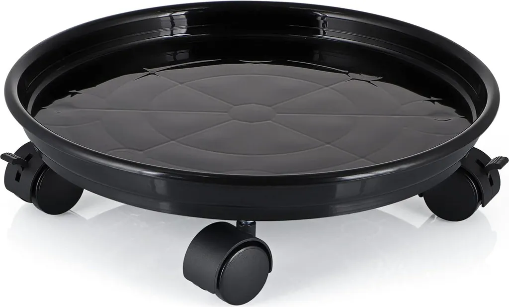 Chariot plante robuste 56 kg noir avec roues blocables diamètre 30 cm