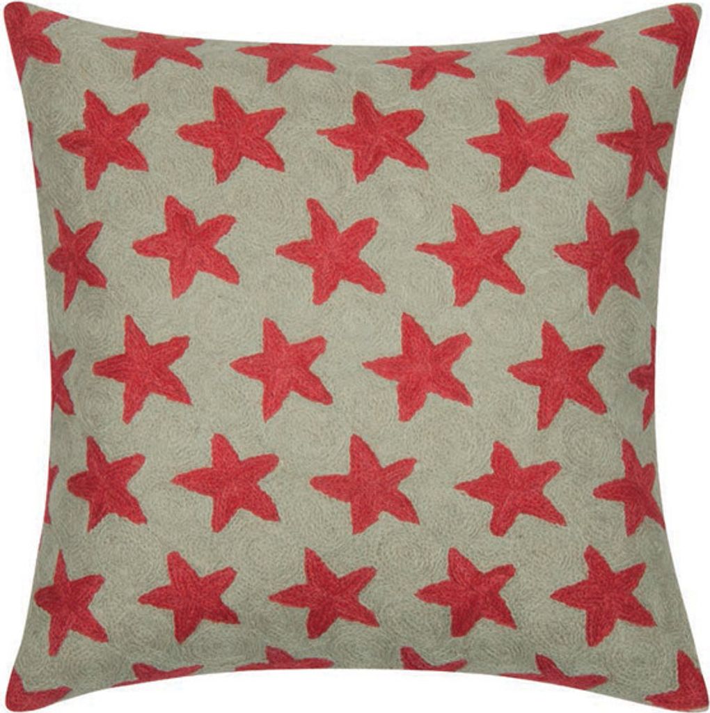 PAD Kissenhülle Jacky 40 x 40 cm mit gestickten roten Sternen