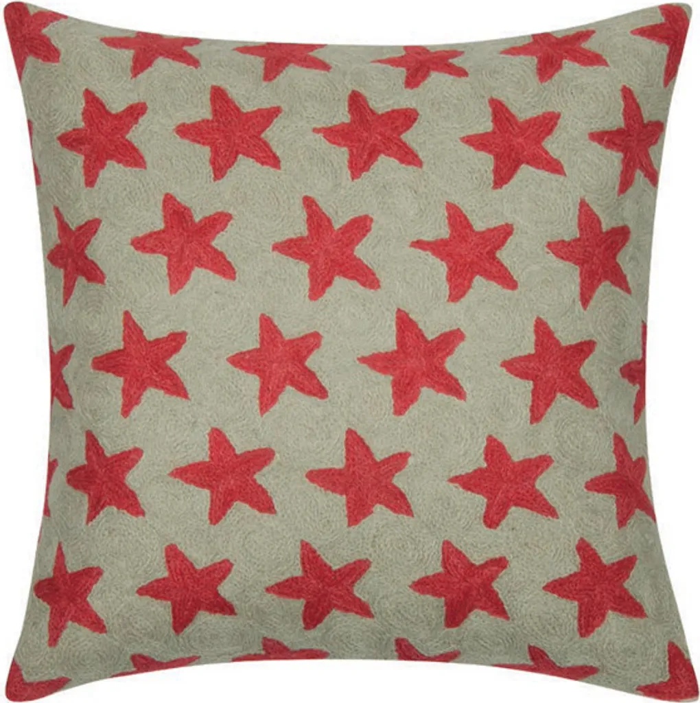 PAD Housse de coussin Jacky 40x40 cm avec des étoiles rouges brodées