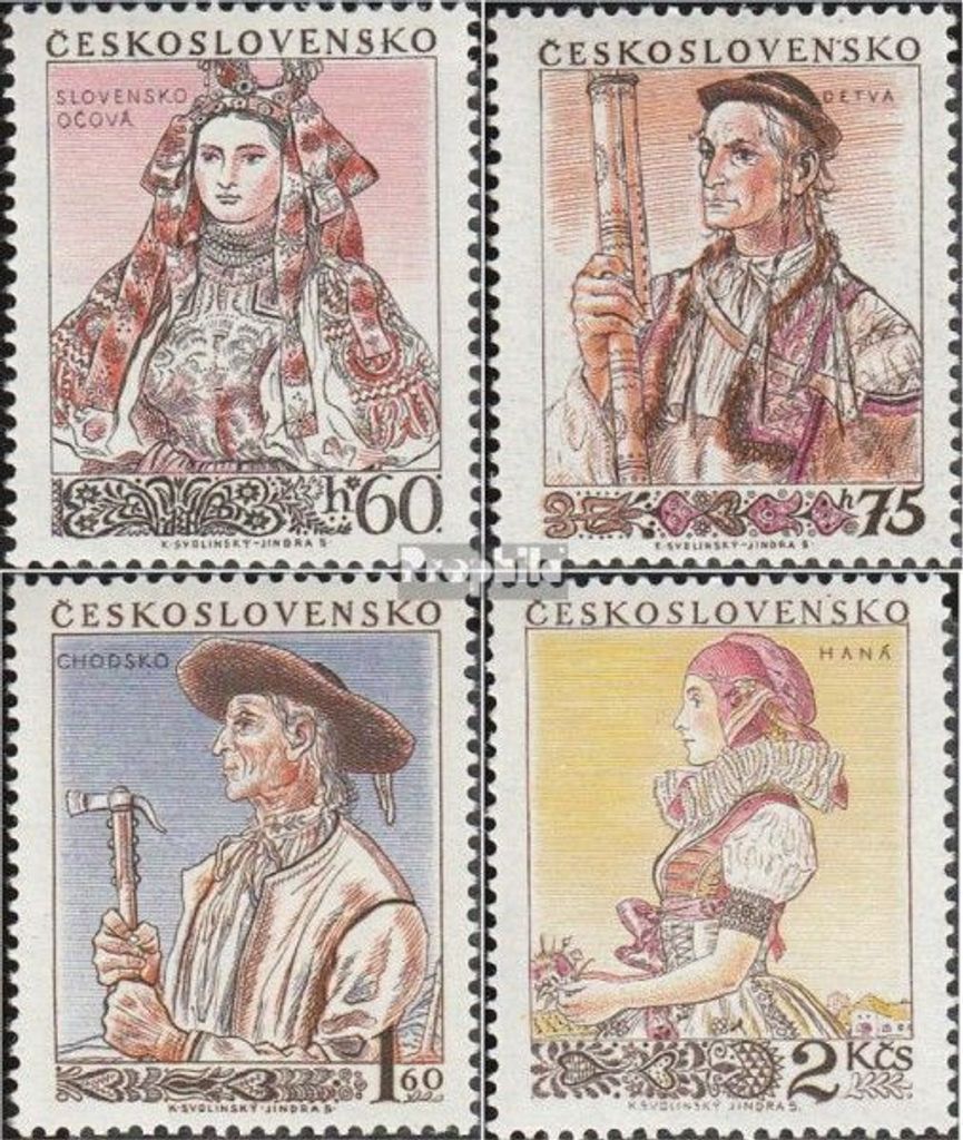 Briefmarken Tschechoslowakei 1955 Mi 921-924 (kompl.Ausg.) postfrisch Trachten