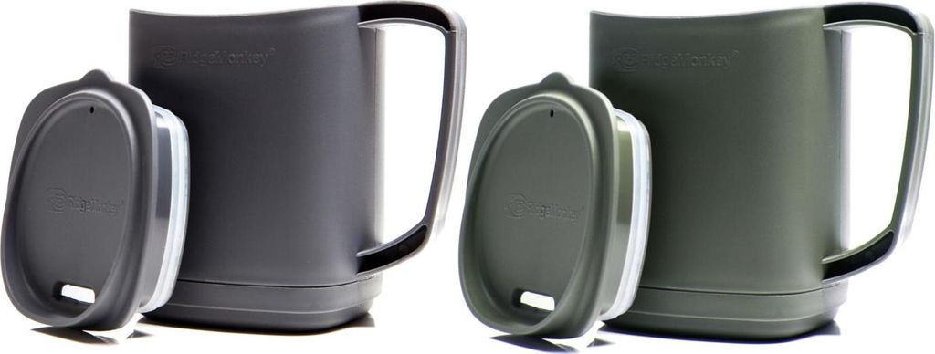RidgeMonkey Thermo Mug Gummetal 400ml - Thermobecher, Farbe:Green