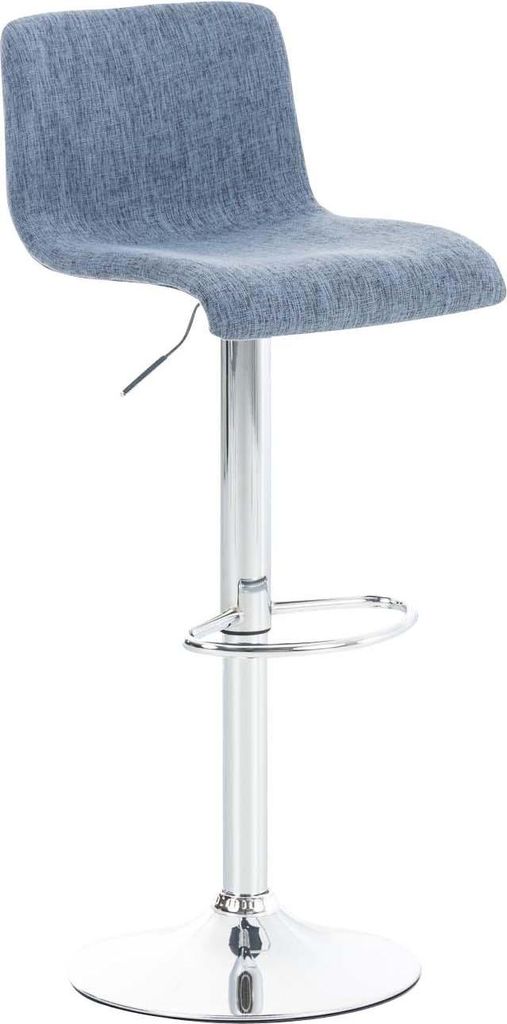 Barhocker im modernen Stil - Stuhl - ergonomische Sitzposition, stufenlos höhenverstellbar | Farbe: Blau | Material Basis: Metall in Chromoptik