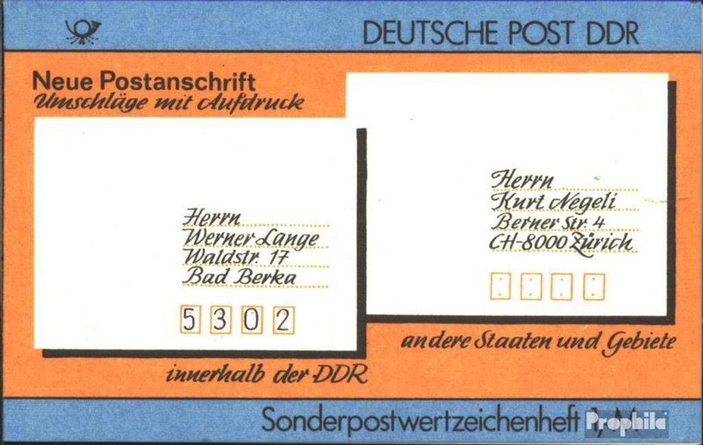 Briefmarken DDR 1987 Mi SMHD33 (kompl.Ausg.) postfrisch Postanschrift