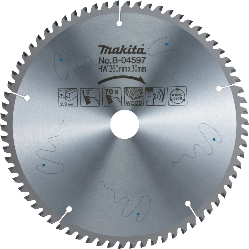 Makita B-04597 Lame de scie circulaire TCT 260 x 30 mm 70 dents bois