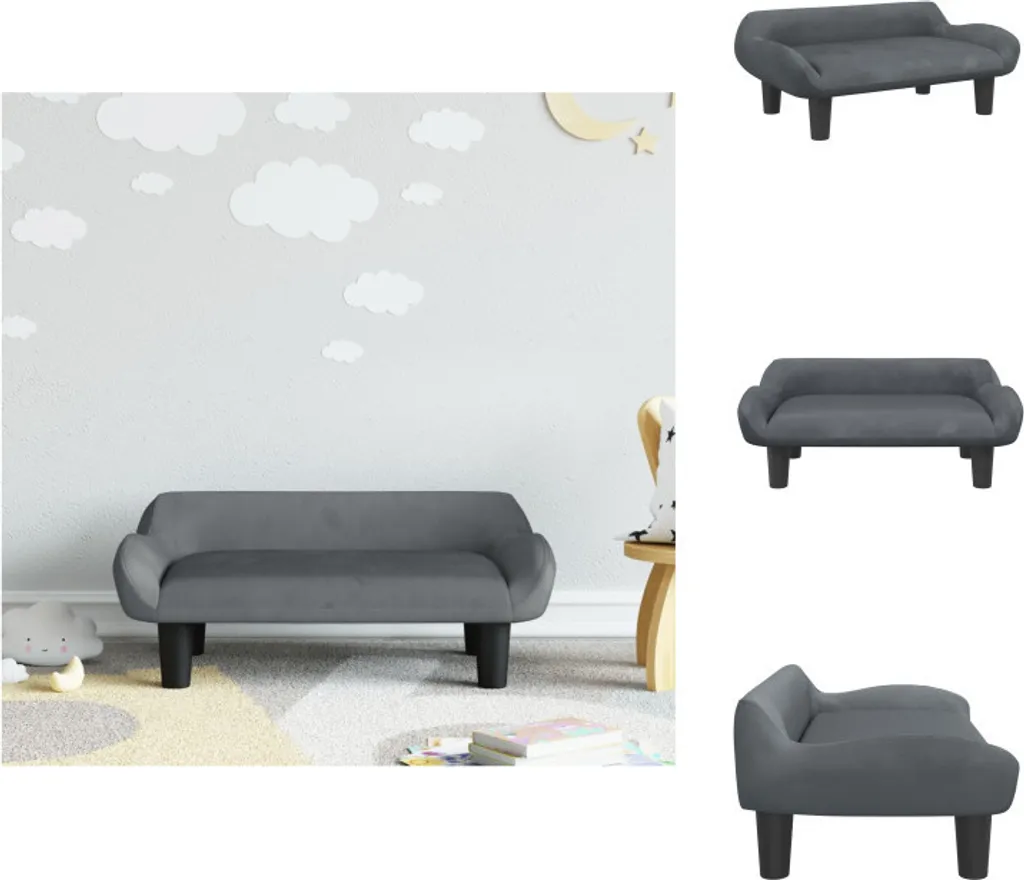 Divano Bimbi Grigio Velluto 70x40x24 cm vidaXL Arredo Ragazzi