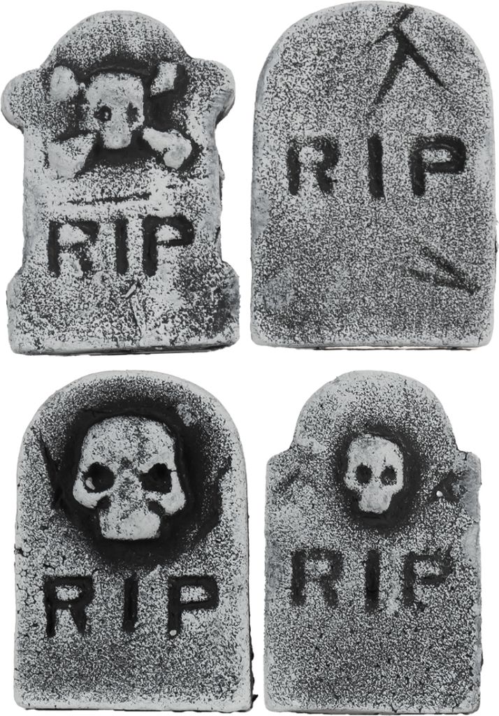 4er Pack Mini Grabsteine aus Styropor als Halloween Deko