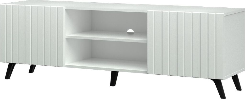 Fernsehschrank Diverse DV2 Sideboard 160x62x42 cm Gefräste Front 2 Türen Tv-Lowboard Weiß/Weiß/Muster 5