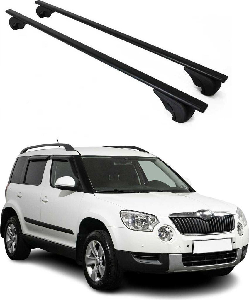 Dachträger Grundtäger für Skoda Yeti 2009-2017 75kg Metall Schwarz 2 tlg