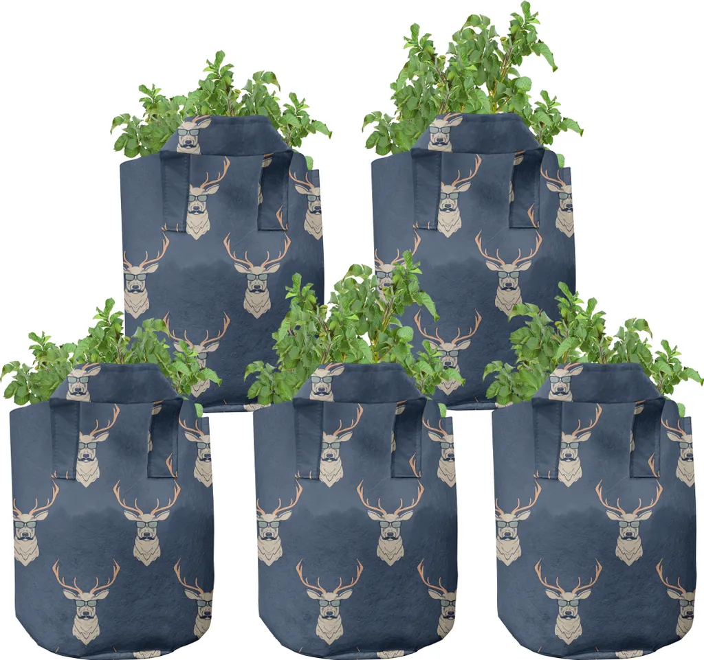 Sacs de Plantation 5 Gallons en Tissu avec Poignées Cerf Hipster Tan